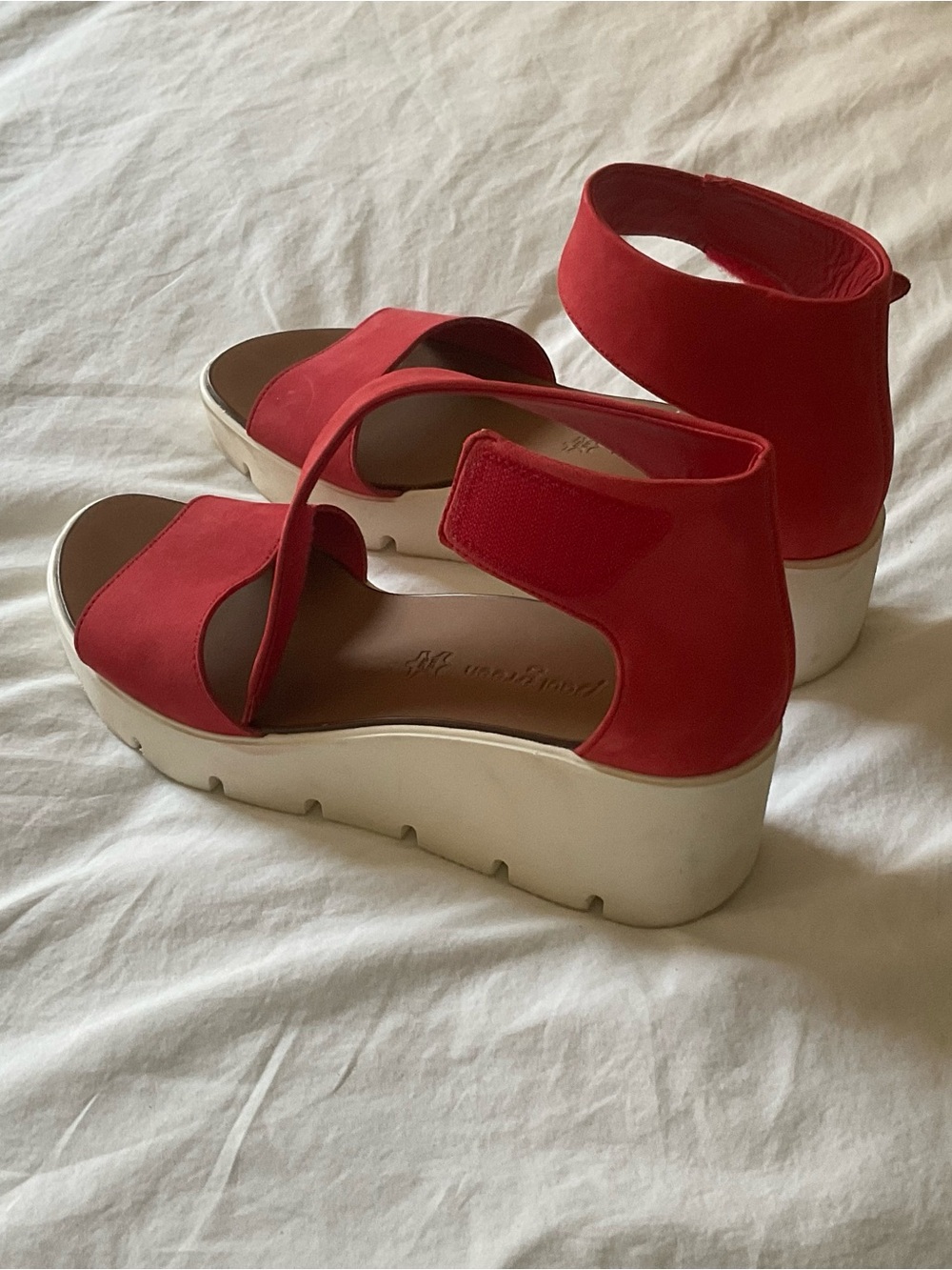 Paul Green Red Platform Ankle-Strap Sandals